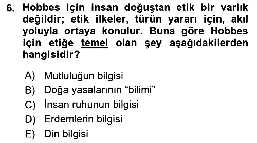 Etik 2018-2019 Dönem Sonu Sınavı - 6. soru
