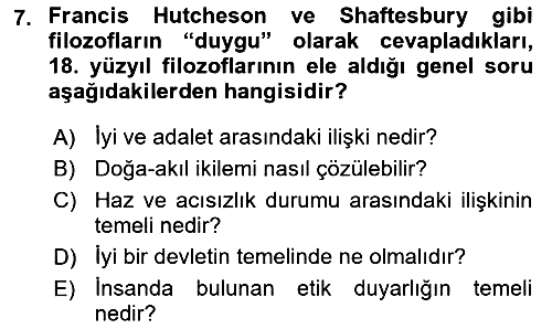 Etik 2018-2019 Dönem Sonu Sınavı - 7. soru
