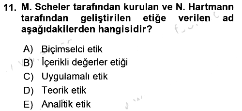 Etik 2021-2022 Dönem Sonu Sınavı - 11. soru