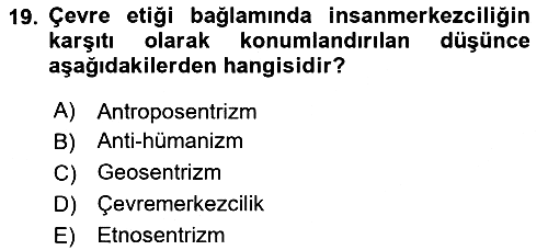 Etik 2024-2025 Dönem Sonu Sınavı - 19. soru