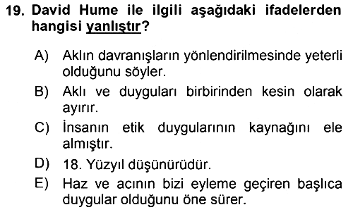 Etik 2018-2019 Yaz Okulu Sınavı - 19. soru