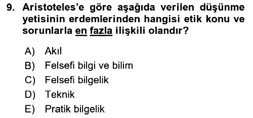 Etik 2023-2024 Yaz Okulu Sınavı - 9. soru