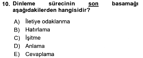 Etkili İletişim Teknikleri 2016-2017 3 Ders Sınavı - 10. soru