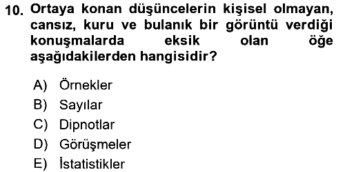 Etkili İletişim Teknikleri 2017-2018 3 Ders Sınavı - 10. soru