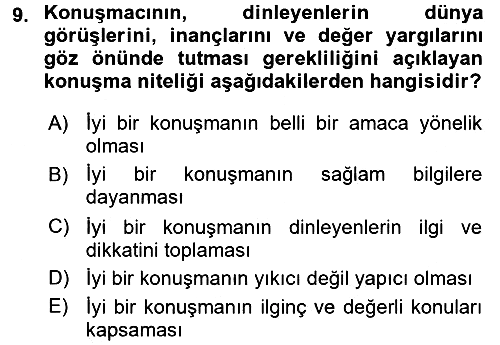 Etkili İletişim Teknikleri 2018-2019 3 Ders Sınavı - 9. soru