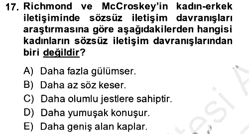 Etkili İletişim Teknikleri 2013-2014 Ara Sınav - 17. soru