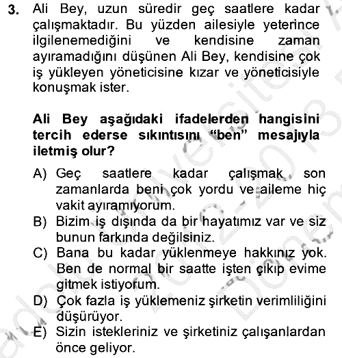 Etkili İletişim Teknikleri 2012-2013 Dönem Sonu Sınavı - 3. soru