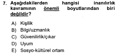 Etkili İletişim Teknikleri 2017-2018 Dönem Sonu Sınavı - 7. soru