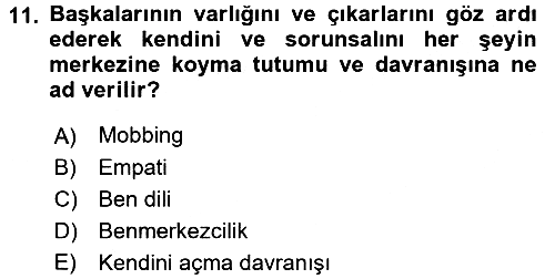 Etkili İletişim Teknikleri 2017-2018 Dönem Sonu Sınavı - 11. soru
