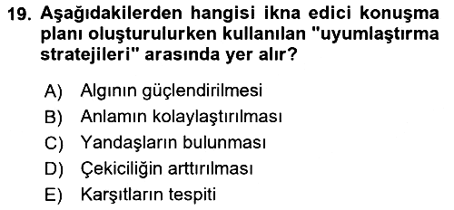 Etkili İletişim Teknikleri 2023-2024 Dönem Sonu Sınavı - 19. soru