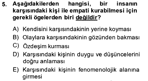 Etkili İletişim Teknikleri 2014-2015 Tek Ders Sınavı - 5. soru
