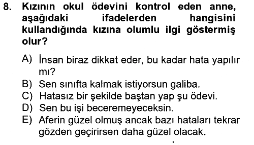 Etkili İletişim Teknikleri 2014-2015 Tek Ders Sınavı - 8. soru