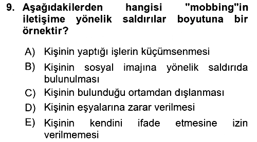 Etkili İletişim Teknikleri 2020-2021 Yaz Okulu Sınavı - 9. soru