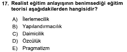 Felsefe 2016-2017 3 Ders Sınavı - 17. soru
