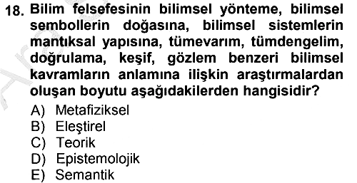 Felsefe 2012-2013 Ara Sınav - 18. soru