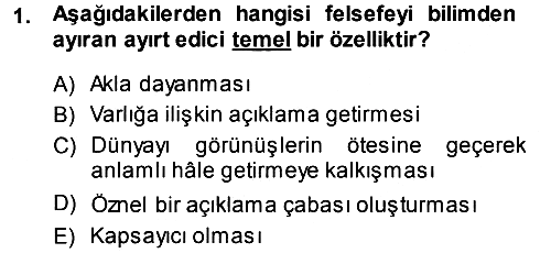 Felsefe 2013-2014 Ara Sınav - 1. soru