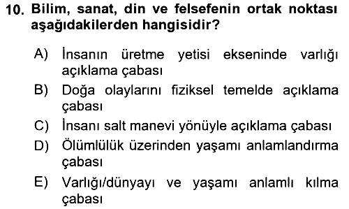 Felsefe 2016-2017 Ara Sınav - 10. soru