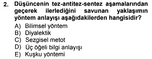 Felsefe 2012-2013 Dönem Sonu Sınavı - 2. soru