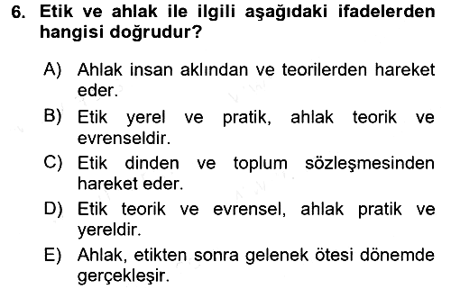 Felsefe 2016-2017 Dönem Sonu Sınavı - 6. soru