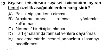 Felsefe 2012-2013 Tek Ders Sınavı - 13. soru