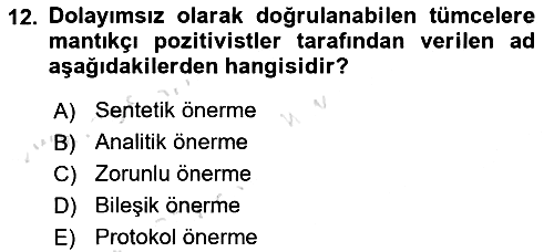 Felsefe 2020-2021 Yaz Okulu Sınavı - 12. soru