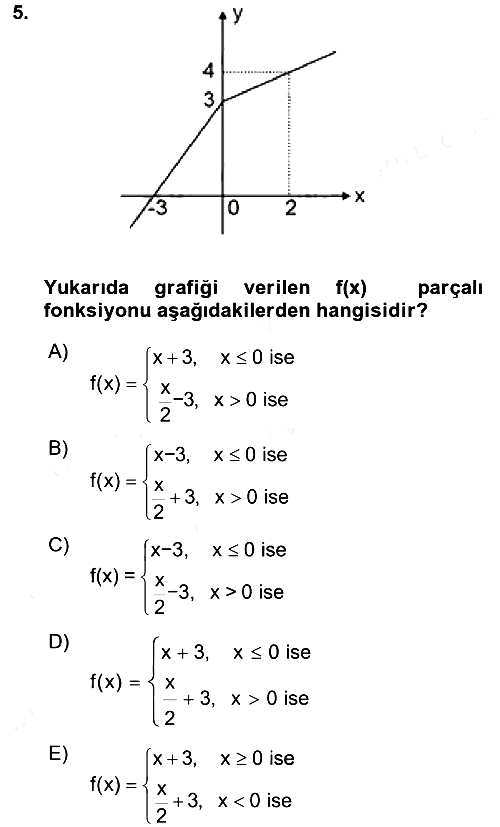 Genel Matematik 2017-2018 3 Ders Sınavı - 5. soru