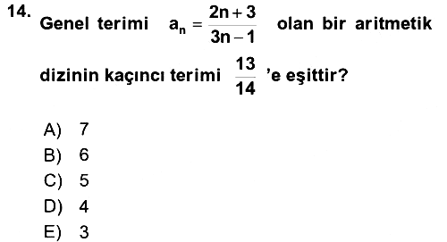 Genel Matematik 2017-2018 3 Ders Sınavı - 14. soru