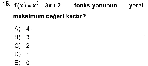 Genel Matematik 2017-2018 3 Ders Sınavı - 15. soru