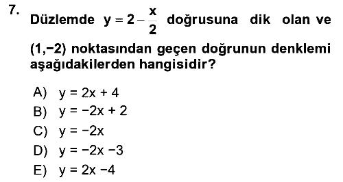 Genel Matematik 2018-2019 3 Ders Sınavı - 7. soru
