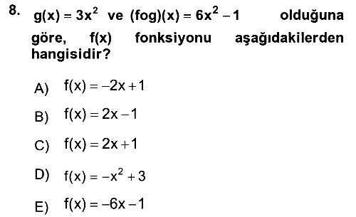 Genel Matematik 2018-2019 3 Ders Sınavı - 8. soru