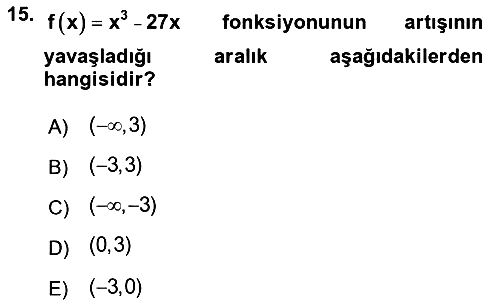 Genel Matematik 2018-2019 3 Ders Sınavı - 15. soru