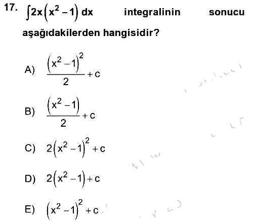 Genel Matematik 2018-2019 3 Ders Sınavı - 17. soru