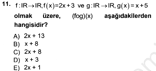 Genel Matematik 2012-2013 Ara Sınav - 11. soru