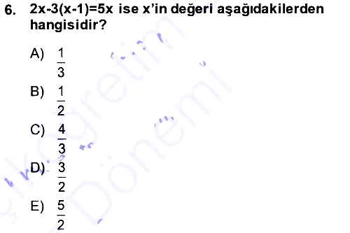 Genel Matematik 2014-2015 Ara Sınav - 6. soru