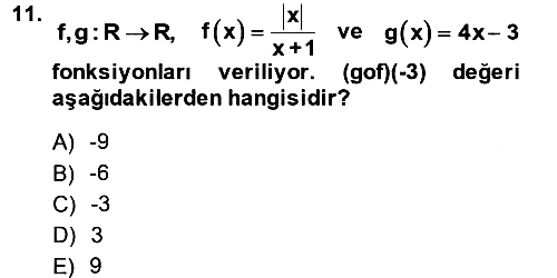 Genel Matematik 2014-2015 Ara Sınav - 11. soru