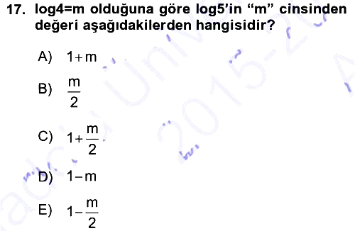 Genel Matematik 2015-2016 Ara Sınav - 17. soru