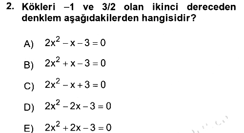 Genel Matematik 2016-2017 Ara Sınav - 2. soru
