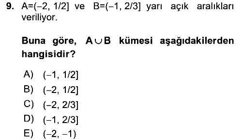 Genel Matematik 2016-2017 Ara Sınav - 9. soru