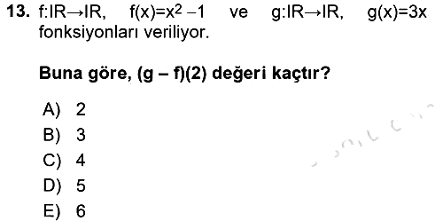 Genel Matematik 2016-2017 Ara Sınav - 13. soru