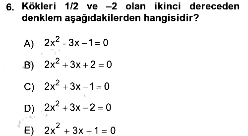 Genel Matematik 2017-2018 Ara Sınav - 6. soru