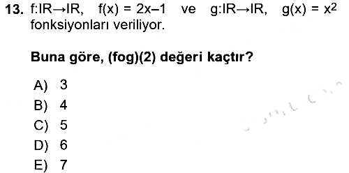 Genel Matematik 2017-2018 Ara Sınav - 13. soru