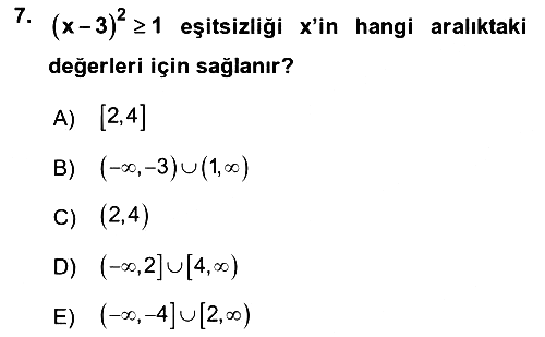 Genel Matematik 2018-2019 Ara Sınav - 7. soru