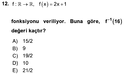 Genel Matematik 2019-2020 Ara Sınav - 12. soru