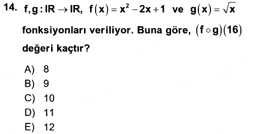 Genel Matematik 2023-2024 Ara Sınav - 14. soru