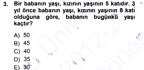 Genel Matematik 2012-2013 Dönem Sonu Sınavı - 3. soru