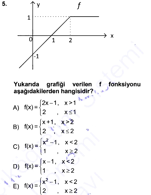 Genel Matematik 2012-2013 Dönem Sonu Sınavı - 5. soru