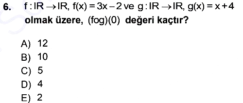 Genel Matematik 2012-2013 Dönem Sonu Sınavı - 6. soru