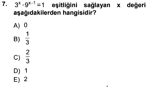 Genel Matematik 2012-2013 Dönem Sonu Sınavı - 7. soru
