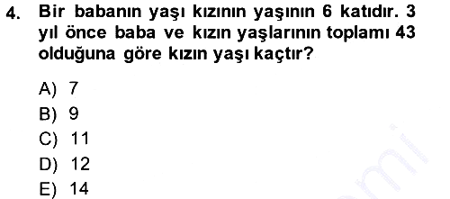 Genel Matematik 2013-2014 Dönem Sonu Sınavı - 4. soru