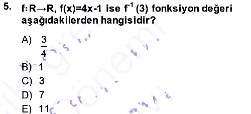 Genel Matematik 2013-2014 Dönem Sonu Sınavı - 5. soru